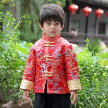 Red Tang-traje elegante de invierno para niños, Cheongsam chino superior, antigüedades, presentador, abrigo tradicional de Año Nuevo 2024 - compra barato