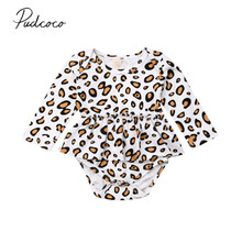 2019 Baby Spring Fall Clothing Newborn Infant Baby Girl Leopard Clothes Sweet Bodysuit Ruffled Jumpsuit Dress Longsleeve Outfits 2024 - buy cheap