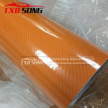 New Arrival Glossy Orange 5D Carbon Fiber Vinyl film Colored Glossy Carbon Fiber Vinyl Film Auto Wrapping Vinyl Wrap Foil 2024 - buy cheap