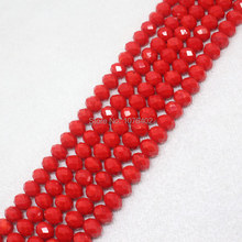 Mini. order is $7! 8x10mm Faceted Deep Red Glass Round Loose Beads 15'' 2024 - buy cheap