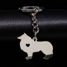 2021 Cute Border Collie Dog Silver Color Stainless Steel Keychain for Men Love Dog KeyChain Pokemon Jewelry chaveiro K963S01 2024 - buy cheap