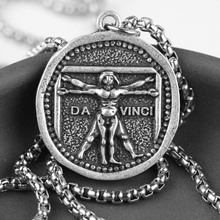 Man Vitruvian Necklace Leonardo Da Vinci Masterpiece Renaissance Museum Artist Jewelry 2024 - buy cheap