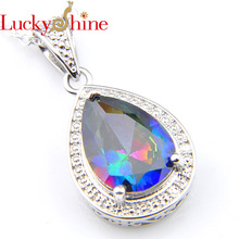 LuckyShine Classic Vintage Rainbow Water Drop CZ Pendants  Sliver Fashion Zircon Necklace Pendants Jewelry Lovers 2024 - buy cheap