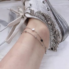 New 925 Sterling Silver Anklet Fashion Double Layer Anklet Leaf Geometric Simple Wild Trend Student Female Girl Silver Jewelry 2024 - buy cheap
