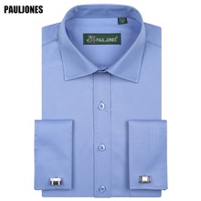 5XL Long Sleeve French Cuff Men Business Shirt Regular Fit Solid Formal Social Dresses Brand China Imported Clothing PaulJones 2024 - buy cheap