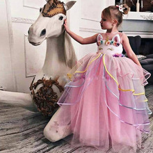 Unicorn dress Flower Girl Wedding Dress Elegent Kids Tutu Princess Party Dresses For Girls Dress Formal Children robe vestidos 2024 - buy cheap