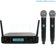 Pro QLX-D receptor beta58 uhf dupla fase handheld sistema de microfone sem fio karaoke 2 fone ouvido conjunto microfone lavalier bege 2024 - compre barato