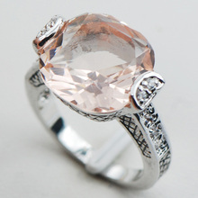Spuare Morganite Small White Crystal Zircon 925 Sterling Silver Ring Size 6 7 8 9 10 11 F1079 2024 - buy cheap