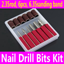 6pcs Nail Electric Drill Bits Kit 2.35 rod 6.35mm sanding bands file set for Professional Filing Machine Pedicure Manicure Tools 2024 - buy cheap