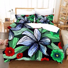 Rose Flower Bedding Sets Lily Duvet Cover Bed Set Bohemian Print Black Bedclothes Queen Size Bedline Pillowcase Bed Sheets F 2024 - buy cheap