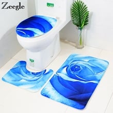 Zeegle-alfombra de baño con estampado de rosa, alfombrilla antideslizante para cuarto de ducha, 3 uds. 2024 - compra barato