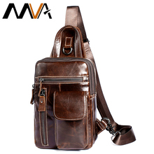MVA Men Chest Pack Genuine Leather Shoulder Strap Back Bags Leather Travel Men Crossbody Bag Messenger Vintage ipad Chest Bag 2024 - buy cheap