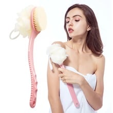 2 in 1 Body Brush Long Handle Bath Sponge Shower Brush Ball Skin Massager Cleaning Brush Back Spa Scrubber Bathroom Accessories 2024 - buy cheap