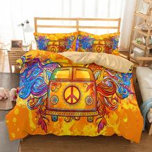 2018 Hippie Vintage Car Bedding Sets Orange Mandala Quilt Cover Crystal Gemstone Bed Set Bohemian Van Bedclothes Wedding decor 2024 - buy cheap