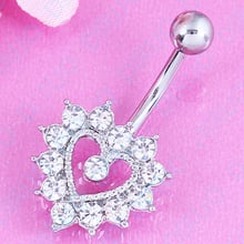 Belly navel ring Heart fashion woman body piercing jewellry navel bar Retail 14G Surgical Steel  Imitation Gems 2024 - buy cheap