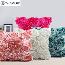 3D roses embroidered Cushion cover rose Pattern Pillowcase Wedding Party Home Sofa car decoration European style Pillow cover 2024 - buy cheap