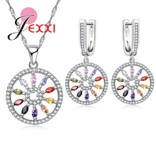 Free Shipping Elegant Woman Jewelry Set Clear Stone 925 Sterling Silver Necklace Earrings Austrian Crystal 2024 - buy cheap