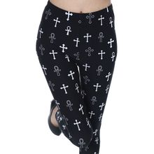 Feminine fitness slim comfortable legs affixed super soft cross symbol printed pencil pants sexy pants 2024 - buy cheap