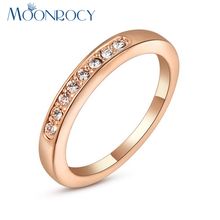 MOONROCY Drop Shipping Fashion Jewelry Italina Cubic Zirconia Rose Gold Color Crystal Big Size Wedding Ring for Women or Men 2024 - buy cheap