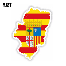 YJZT, 11 см * 15,3 см, автомобильные аксессуары, карта Испании Aragon, флаг наклейка на машину, мотоцикл, наклейка на шлем 6-1726 2024 - купить недорого