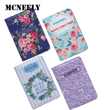 Flower Pattern Women Leather Passport Cover Travel Accessories Passport Protector With Bank ID Card Holder Good Gift for Friends 2024 - buy cheap