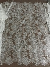 Hot selling Sat-10.2716 glued glitter sequins lace fabric African French net tulle Lace Fabric for party 2024 - buy cheap