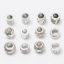 5mm Antique Silver Alloy European Beads Mix 12pcs/Pack Big Hole Handmade Round Bead for Jewelry Making fit Bracelet DIY Craft 2024 - buy cheap