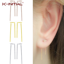 Kinitial New Fashion Double Threader Earrings Simple Ear Ethnic Jewelry Two Hole Geometric Earrings for Women Piercing Bijoux 2024 - buy cheap