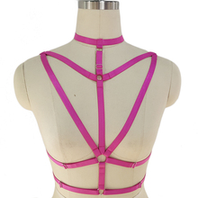 Hot Pink Women Sexy Lingerie Body Harness Choker Cage Bra Pole Dance Strappy Bralette Goth Elastic Adjustable Bandage Body Cage 2024 - buy cheap