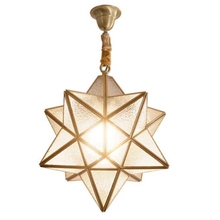 LukLoy American Country Gold Star LED Pendant Light Bedroom Dining Room Hanging Lamp Kitchen Light Fixture Loft Decor Hanglamp 2024 - buy cheap