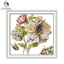 Joy Sunday Cross Stitch Hydrangeas Flowers Home Decor Painting Counted Printed On Canvas Embroidery Kit Chinese Cross Stitch Set 2024 - buy cheap