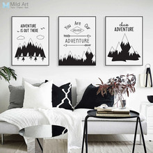 Black White Mountain Adventure Motivation Quotes Prints Poster Nordic Kids Classroom Wall Art Picture Home Decor Canvas Painting 2024 - buy cheap