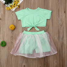 Pudcoco/Новая брендовая летняя одежда для маленьких девочек топы с короткими рукавами, футболка, шорты, наряды 2024 - купить недорого