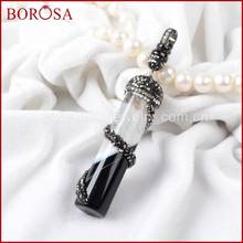 BOROSA 4pcs big dyed color stone point drusy pendant bead  pave gun black zircon jewelry druzy pendant for Necklace JAB484 2024 - buy cheap