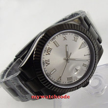 40mm parnis branco dial pvd caso safira vidro relógio de pulso automático dos homens p210 2024 - compre barato