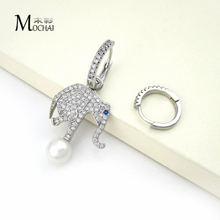 Fashion Personality Design Asymmetric Elephant Earrings Female Micro Inlaid Zircon Pearl Long Earrings ZK40 2024 - buy cheap