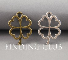 50pcs  Alloy Bronze Silver Color 4 Leaf Clover Charms DIY Metal Bracelet Necklace Jewelry Findings A157/A730 2024 - buy cheap