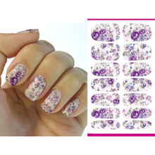 Beauty Water Transfer Nails Art Sticker Pink Purple Rose Flowers Design Nail Sticker Manicure Decor Tools Nail Full Wraps Decals 2024 - buy cheap