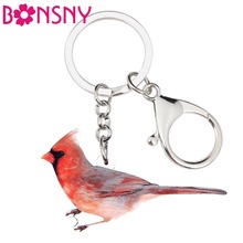 Bonsny Acrylic Northern Cardinal Bird Key Chains Keychains Holder Fashion Animal Jewelry For Women Girls Bag Purse Charms Gift 2024 - buy cheap