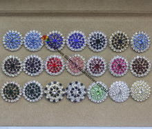 100pcs/lot  25mm Assorted Colors Sew on Czech crystal rhinestone button in Gold / Sliver For Browbands Garment Decoration 2024 - buy cheap