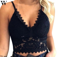 Womail Camisole Women new Water soluble lace Plus Size Crop Wireless Bra Lingerie Sexy V-Neck Underwear Camisole May6 2024 - buy cheap