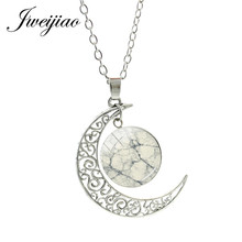 JWEIJIAO-collar con textura de mármol y piedra de granito, colgante de luna de cristal, joyería de amuleto MS36 2024 - compra barato