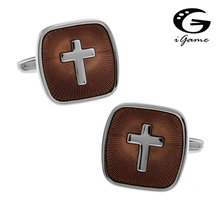 iGame Designer Cuff Links Cross Design Copper Material Free Shipping 2024 - buy cheap