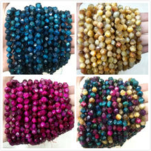 Wholesale Faceted 8 MM Colorful Natural Stone Tiger Eye Beads Round Spacer Beads For Jewelry Making Charm Diy Bracelet Necklace 2024 - buy cheap