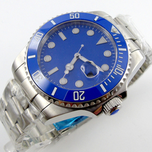 43mm BLIGER mostrador azul painel de cerâmica azul cristal de safira automáticas mens watch P4 2024 - compre barato