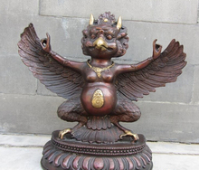 xd 003426 Tibet Red Copper Bronze Gilt Redpoll Winged Garuda God Bird Eagle Buddha Statue 2024 - buy cheap