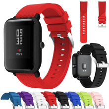 Мягкий силиконовый ремешок для наручных часов Xiaomi Huami Amazfit Bip Youth Edition Смарт-часы 20 мм сменный ремешок спортивный дышащий браслет 2024 - купить недорого