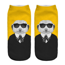 KLV 1pair Cool 3D Meerkat Agent Printed socks Men New Unisex Cute Low Cut Ankle Sock Soft Cotton sock Casual Character Socks 2024 - buy cheap