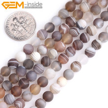 Gema-dentro de 6mm-10mm pedra natural da gema botswana agata geada matte contas redondas para fazer jóias strand 15 "contas diy 2024 - compre barato