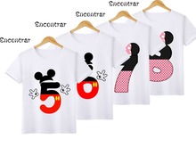 Детская крутая футболка с изображением цифр на день рождения с бантом, повседневные топы с коротким рукавом для мальчиков и девочек, детская забавная белая футболка, HKP3057 2024 - купить недорого
